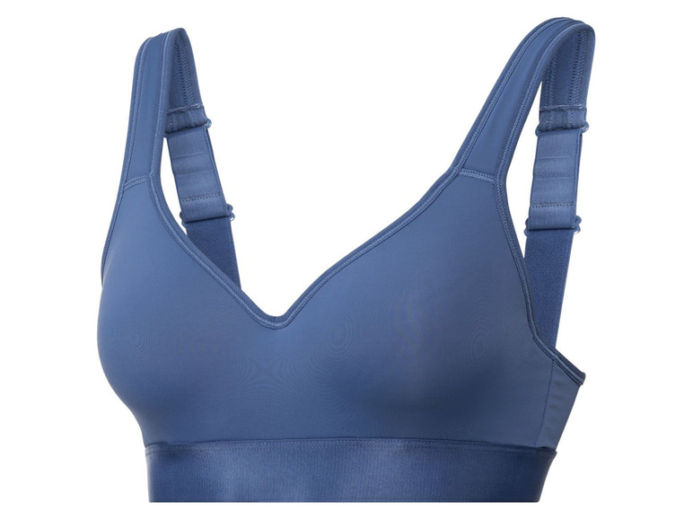 Ein blauer Sport-BH mit breiten Trägern