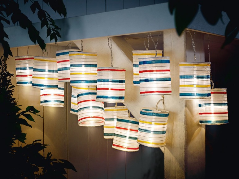Gehe zu Vollbildansicht: MELINERA® LED Sommerlichterkette, mit 15 Lampions, 6-Stunden-Timer, Warmweiß - Bild 10