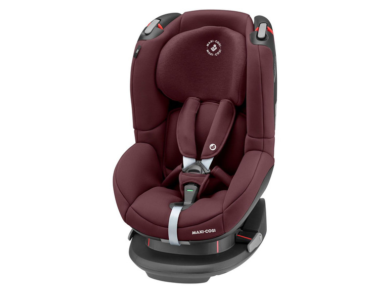 Ein Maxi-Cosi Autositz in dunkelroter Farbe.