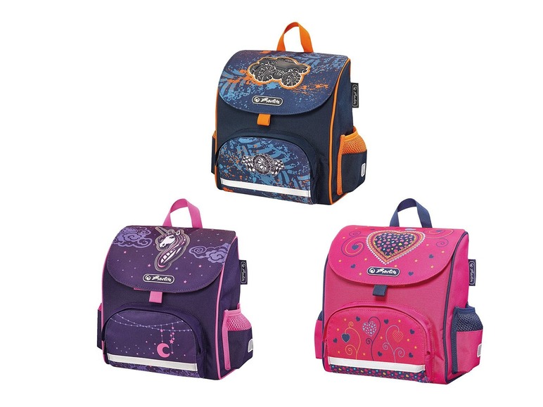 Drei Schulranzen der Marke Step by Step mit unterschiedlichen Designs.