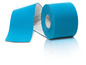 Blaues Kinesio-Tape, aufgerollt und einsatzbereit.
