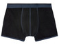 Schwarze Boxershorts mit dunkelblauem Bund.
