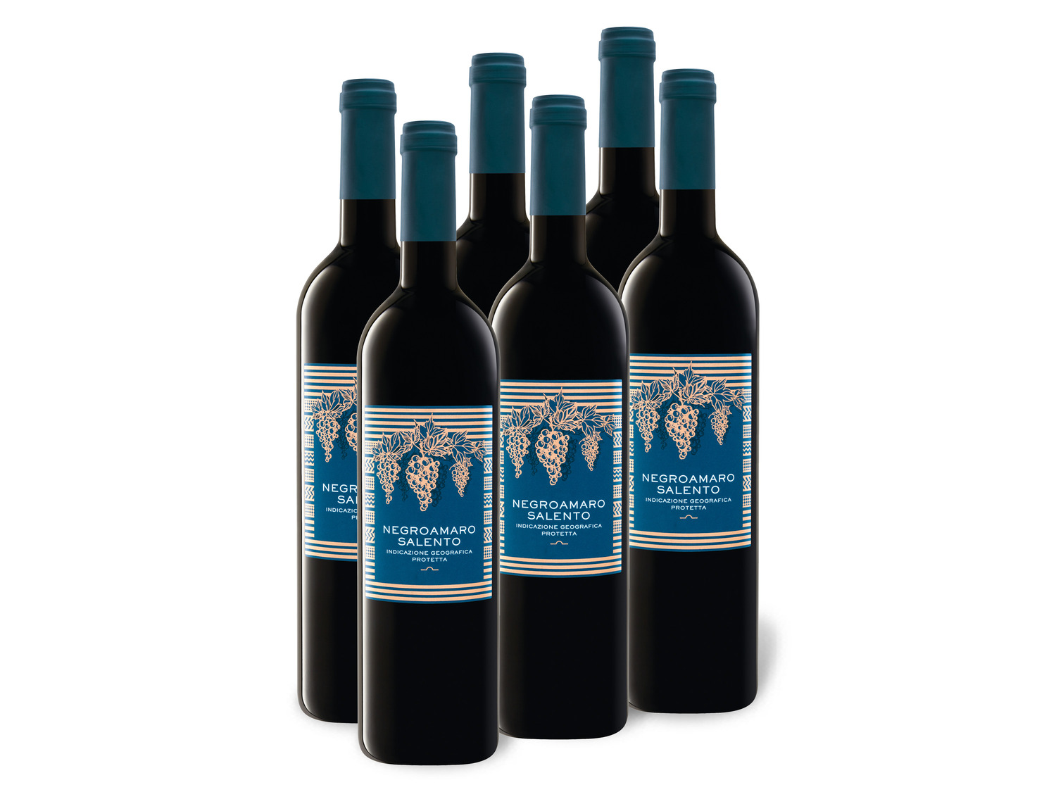6 x 0,75-l-Flasche Weinpaket Negroamaro Rotwein trocken, IGP Salento