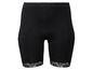 Schwarze Fahrradshorts mit Spitzenbesatz.