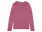 Langärmliges Shirt mit rot-weißen Streifen.