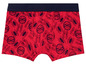 Rote Boxershorts mit Spiderman-Motiv.
