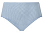 Hellblaue Unterwäsche mit weißen Punkten.
