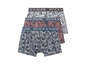 Drei Boxershorts von Stock & Hank mit tropischem Muster.