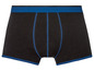 Schwarze Boxershorts mit blauem Saum.