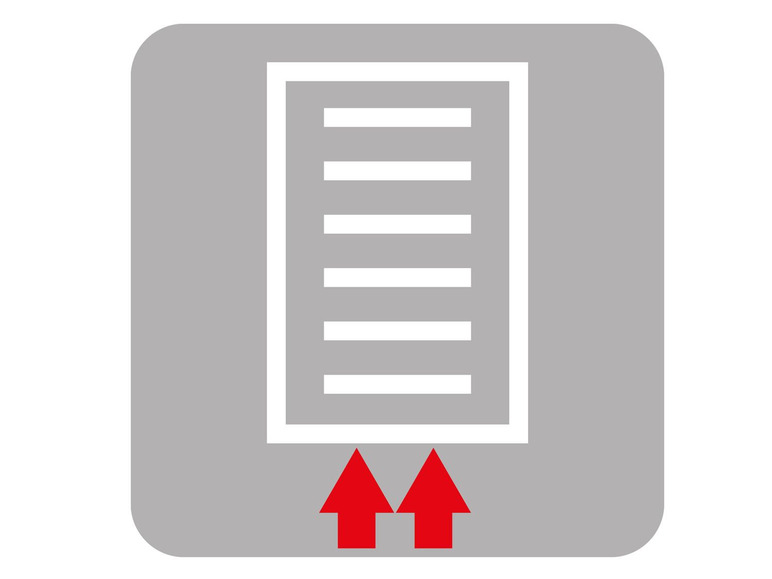 Ein weißes Dokument mit roten Pfeilen, die nach oben zeigen.