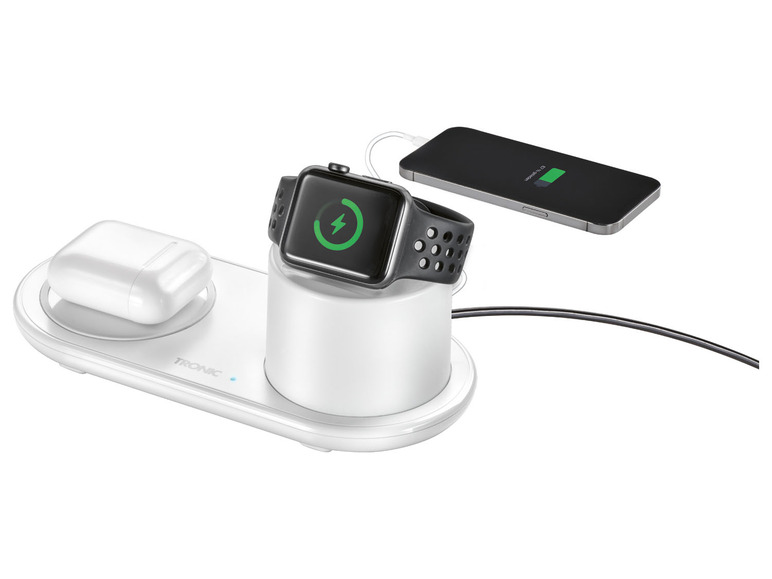 Gehe zu Vollbildansicht: TRONIC® 3 in 1 Ladegerät - Mit Apple Watch Halter und USB-A Port - Bild 9
