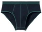 Dunkelblaue Unterhose mit grünem Bund.