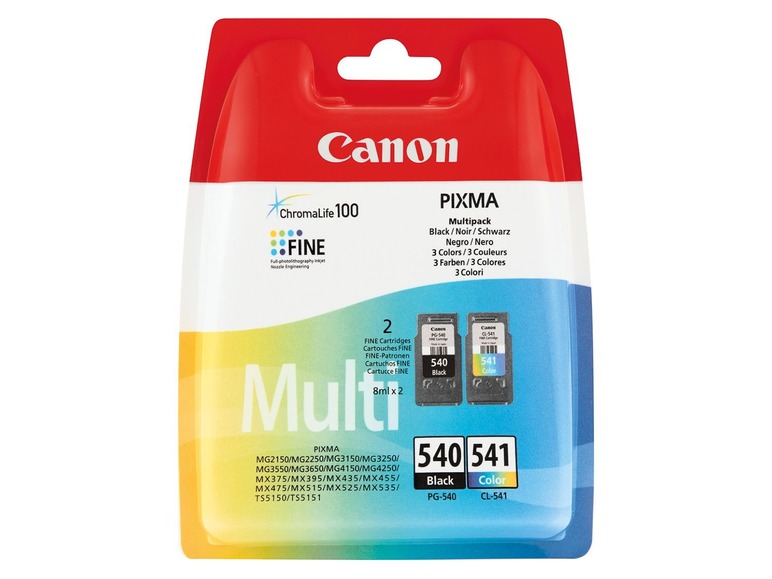 Gehe zu Vollbildansicht: Canon PG-540/CL-541 Multipack Druckerpatronen (Schwarz/Dreifarbig), 5225B006 - Bild 1