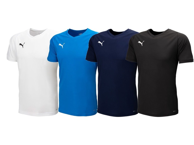 Vier verschiedene Puma T-Shirts mit V-Ausschnitt.