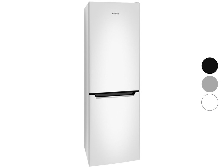 Weiße Amica Kühl-Gefrierkombination.