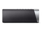Ein schwarzer Philips Soundbar mit einer Metallverkleidung.