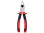 Eine Zange mit roten Griffen, isoliert auf Weiß.