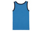 Ein blaues Tanktop mit schwarzem Saum.