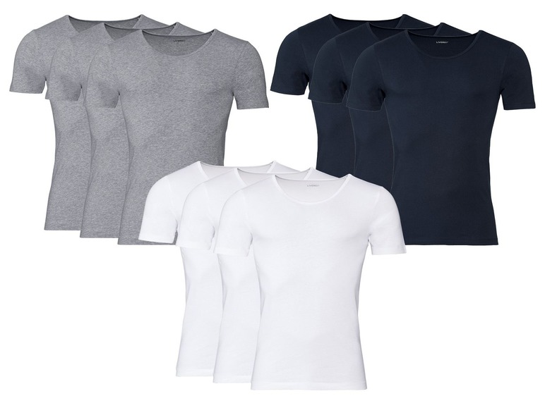 Gehe zu Vollbildansicht: LIVERGY® Unterhemd Herren, 3 Stück, mit Baumwolle und Elasthan - Bild 1