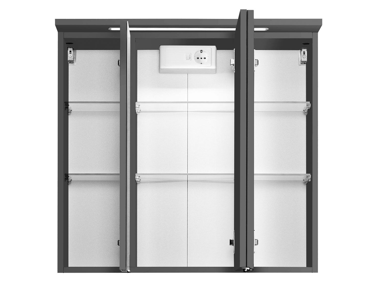 HELD Bologna 3D Spiegelschrank 60/70/80/90/100cm (LED Einbauleuchte, Graphitgrau, 80 cm) – Bild 2 von 4