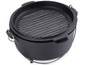 Ein gusseiserner Topf mit Grillrost.