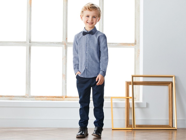 Gehe zu Vollbildansicht: LUPILU® Kleinkinder Hemd Jungen, 2-teilig, mit Kentkragen, aus reiner Baumwolle - Bild 6