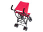 Ein roter Kinderwagen mit Sonnendach.