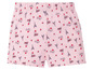 Rosa Shorts mit Pariser Print von Eiffelturm, Fahrrädern und Herzen.