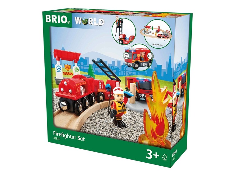 Gehe zu Vollbildansicht: BRIO World Feuerwehr Set, 18-teilig, auf Schienen, mit Feuerwehrzug und -schlauch - Bild 7