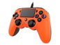 Ein orangefarbener PlayStation-Controller mit Knöpfen und einem Touchpad.