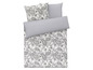 Ein Bettwäsche-Set in Grau und Weiß mit Paisley-Muster.