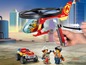 Lego City Feuerwehr-Hubschrauber mit Auto und Minifiguren.