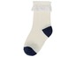 Weiße Socken mit blauen Akzenten und Spitze.