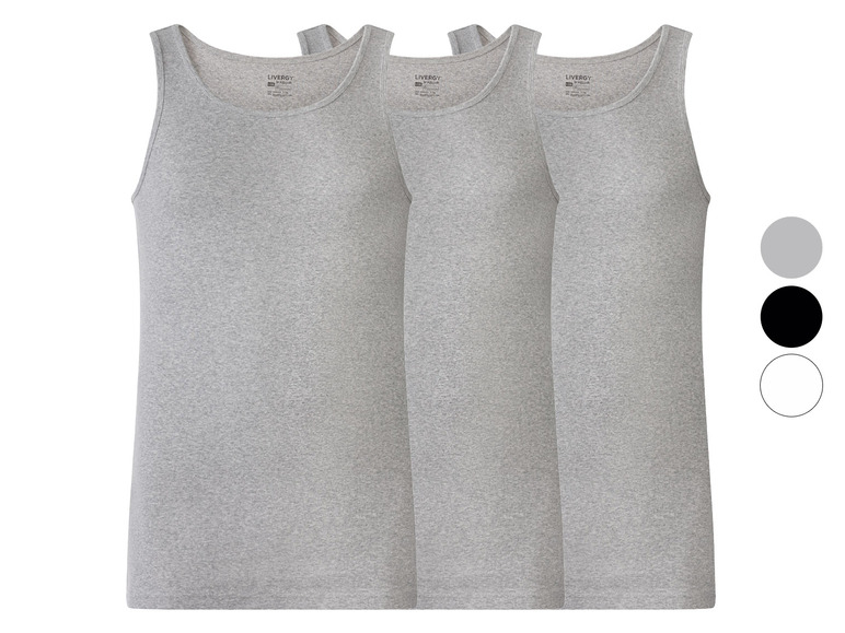 Drei graue Tanktops von Livergy.
