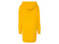 Ein gelbes Hoodie-Kleid mit Kapuze.