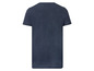 Ein dunkelblaues T-Shirt mit kurzen Ärmeln.