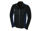 Schwarze Softshelljacke von Parkside mit blauen Details.