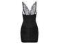 Schwarzes Slipdress mit Spitze.