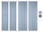 Drei hellblaue Vorhänge mit Ösen