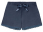 Dunkelblaue Schlafshorts mit Schleife und Spitze.