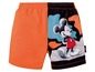Orangefarbene Badehose mit Mickey Mouse-Motiv