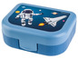 Eine blaue Lunchbox mit einem Astronauten und einem Raumschiff