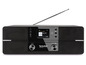 Ein schwarzes TechniSat Digitradio 371 CD BT mit DAB-Radio und Teleskopantenne.