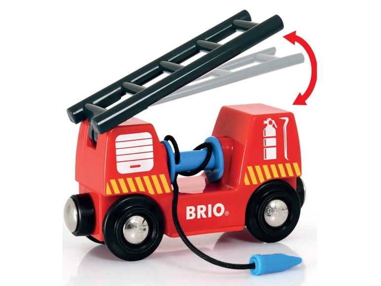 Gehe zu Vollbildansicht: BRIO World Feuerwehr Set, 18-teilig, auf Schienen, mit Feuerwehrzug und -schlauch - Bild 3