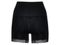 Schwarze Shapewear-Shorts mit Spitze.