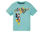 Ein hellblaues T-Shirt mit Mickey Mouse und dem Schriftzug 'Choose Happy'.