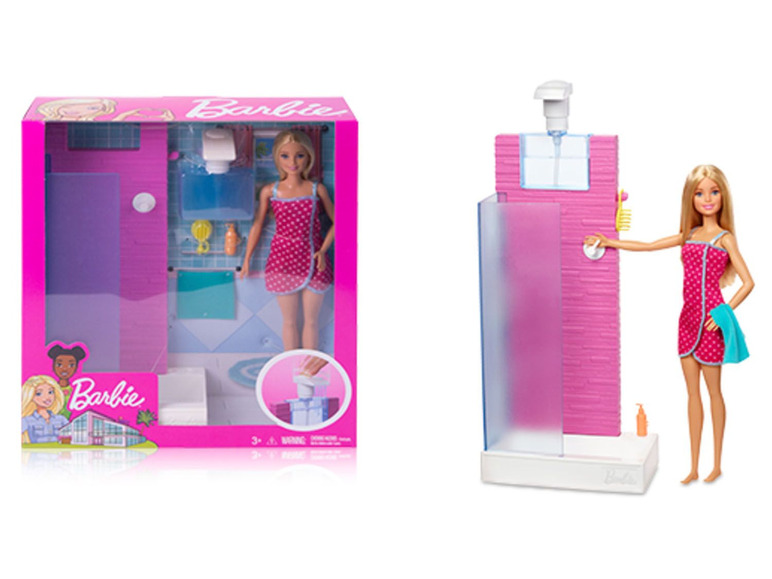 Gehe zu Vollbildansicht: Barbie Deluxe-Set Möbel Badezimmer & Puppe - Bild 1