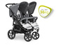 Hauck Doppelkinderwagen mit großen Rädern.