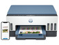 HP Smart Tank 7006 Drucker mit Smartphone und einem Dokument mit Diagrammen.