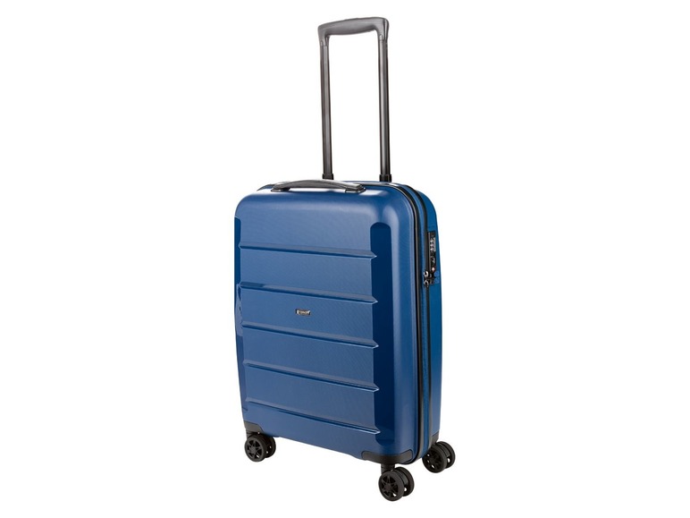 Gehe zu Vollbildansicht: TOPMOVE® Koffer, 30 L Volumen, bis 10 kg Füllgewicht, 4 Rollen, Polypropylen-Schale, blau - Bild 1